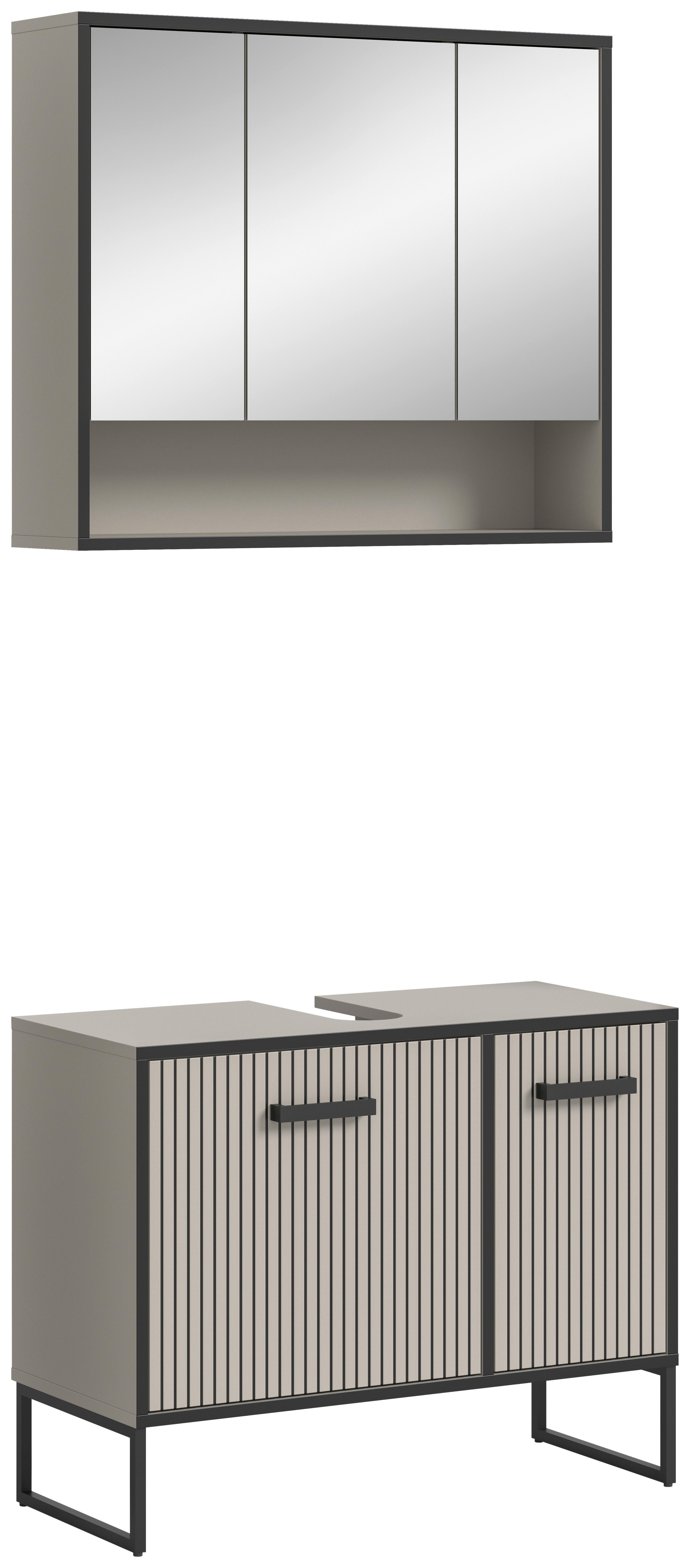 Badezimmer Bagno Schwarz/kaschmir B: 80cm - Kaschmir/Schwarz, MODERN, Holzwerkstoff (80cm) - MID.YOU