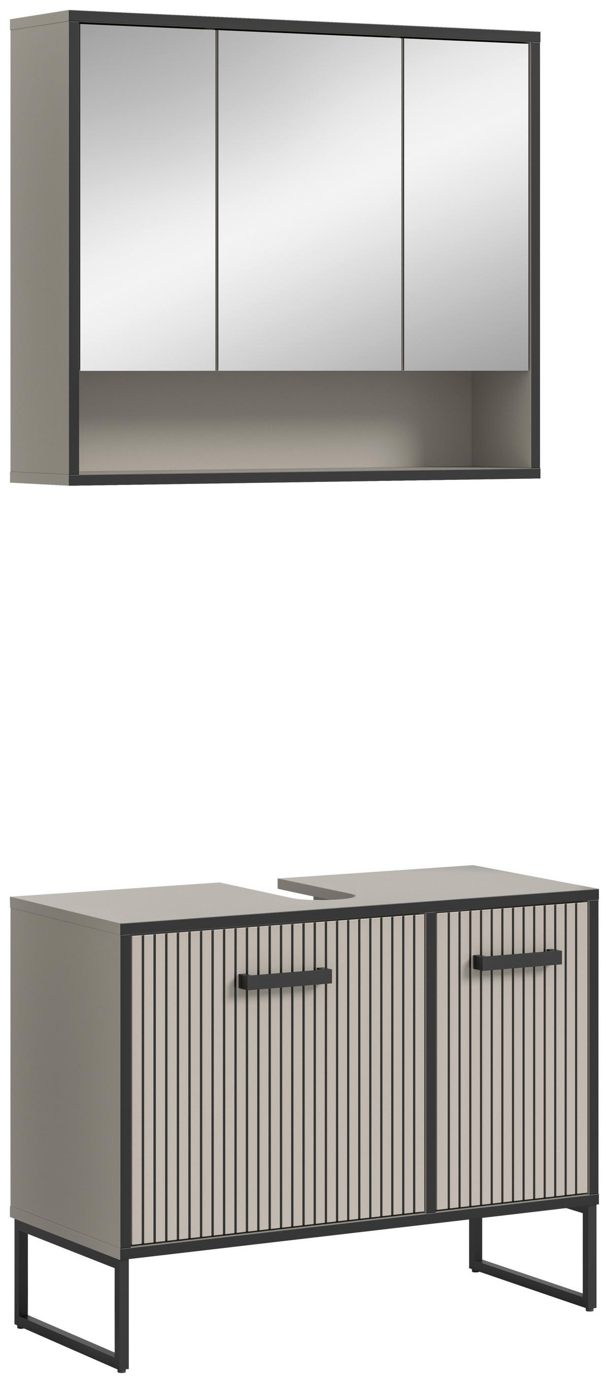 Badezimmer Bagno Schwarz/kaschmir B: 80cm - Kaschmir/Schwarz, MODERN, Holzwerkstoff (80cm) - MID.YOU