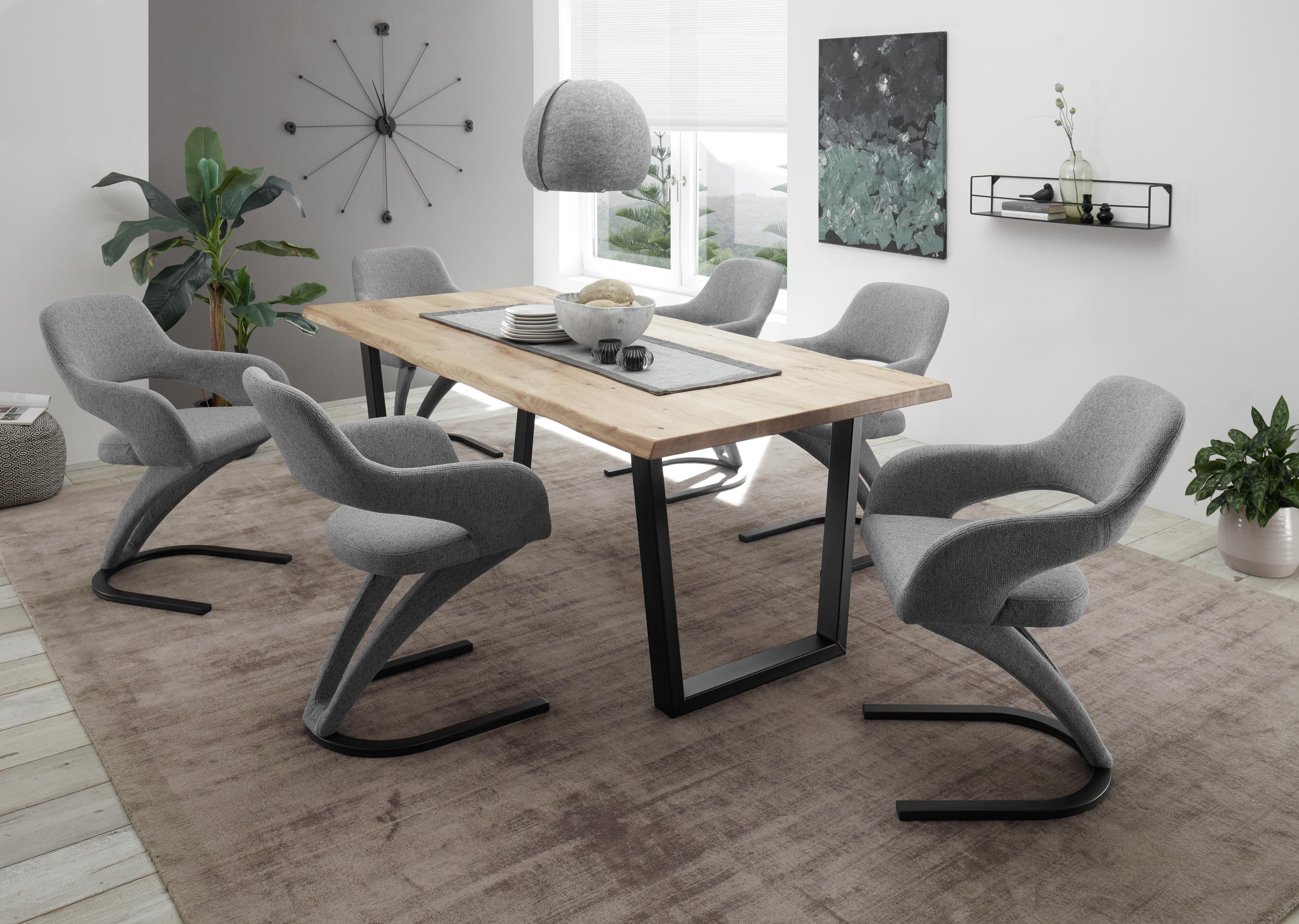 Esstisch mit Echtholz-Platte Benny 220x100 cm Eiche/Schwarz - Eichefarben/Schwarz, Natur, Holz/Metall (220/100/75cm) - MID.YOU