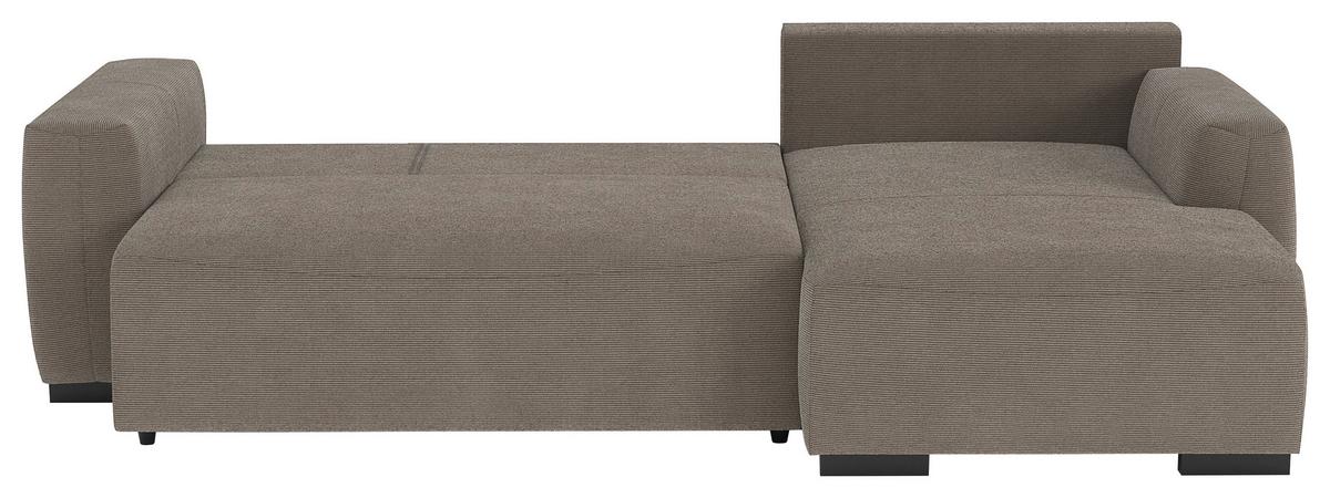 Ecksofa mit Bettfunktion Giro Cord taupe, B: 252cm - Taupe/Schwarz, Trend, Textil (252/170cm) - MID.YOU