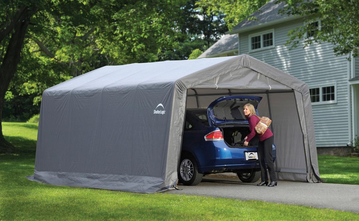 Zeltgarage Weidezelt Garage 18 M² - Grau, Basics, Kunststoff (370/260/490cm)