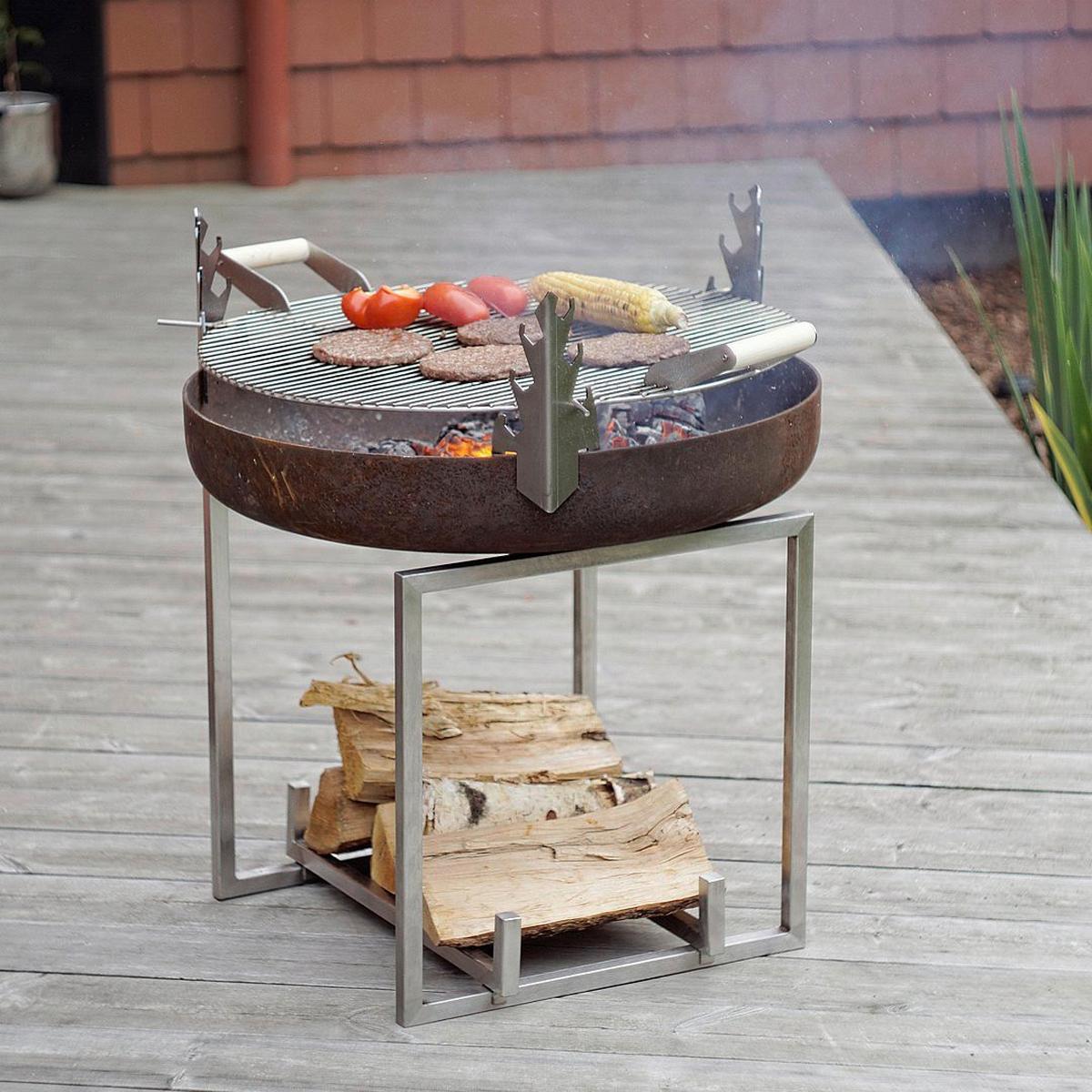 Feuerschale Nagliai M - Edelstahlfarben/Rostfarben, Basics, Metall (63/63/56cm)