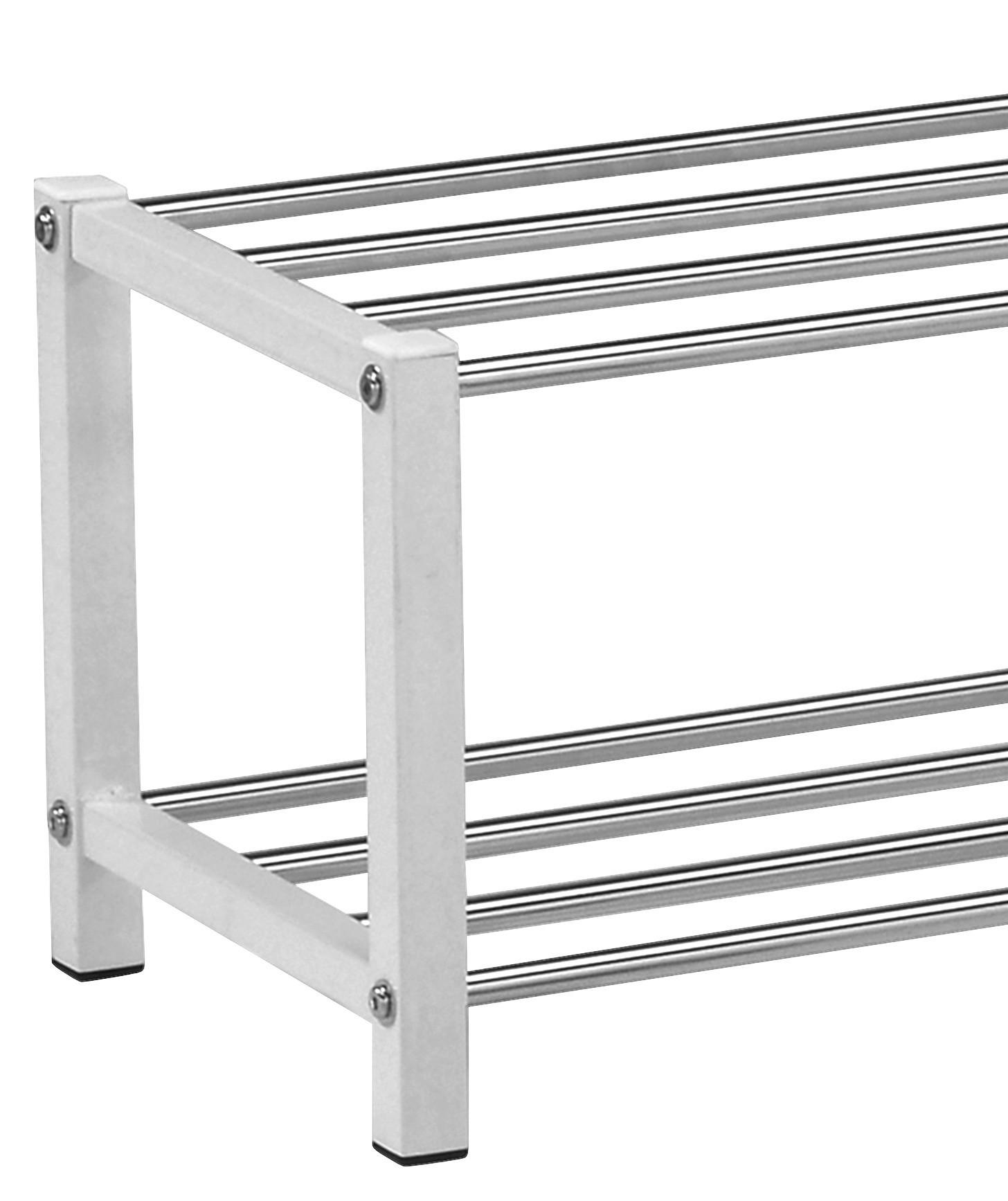 Regál na topánky biela/chróm - biela/chrómová, Modern, kov (80/27/28,5cm)