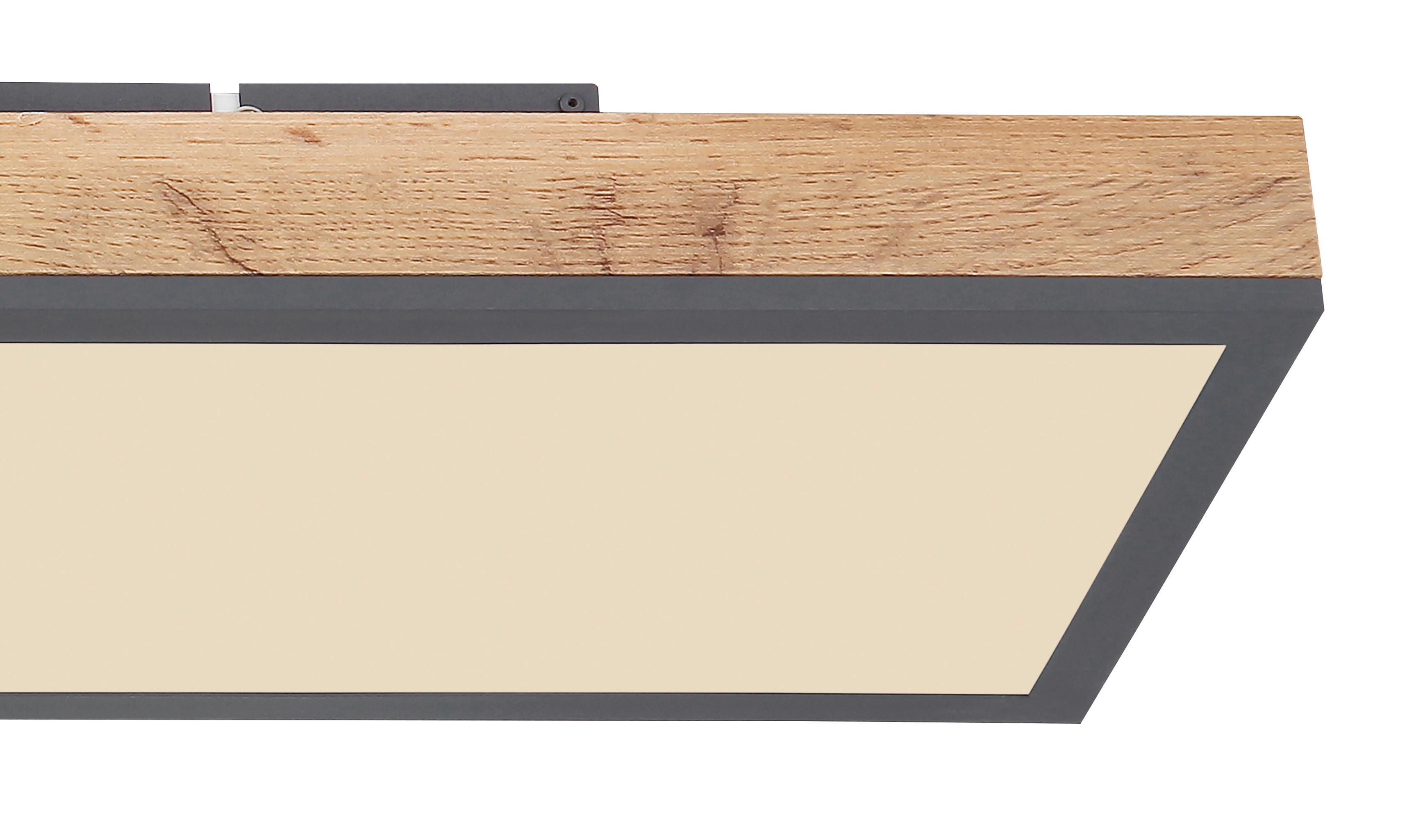 Led-deckenleuchte Doro L: 80 Cm Mit Fernbedienung - Opal/Graphitfarben, Basics, Kunststoff/Metall (80/20cm) - Globo