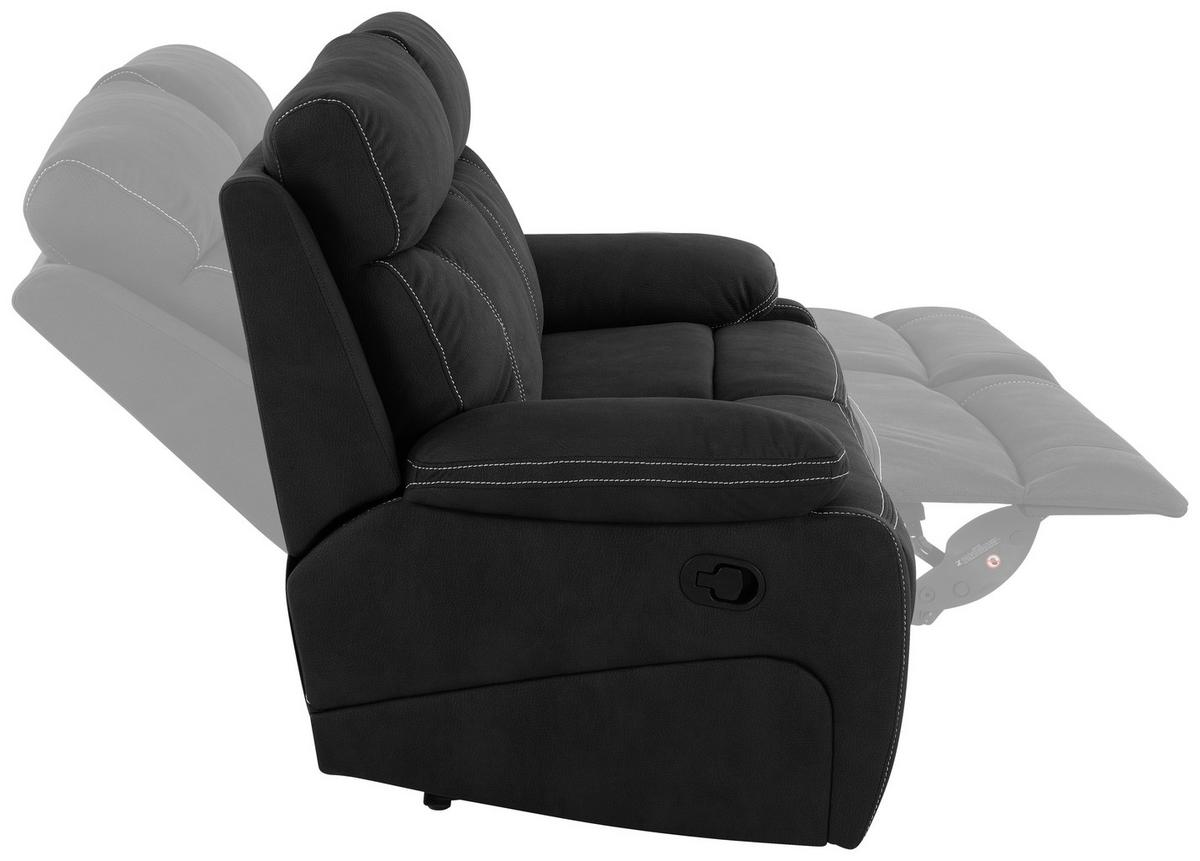 Dvojmiestna pohovka EMBER, čierna, s relaxačnou funkciou - čierna, Basics, kov/drevo (178/103/96cm) - Livetastic