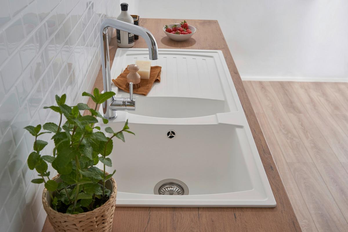 Spüle Respekta Einbauspüle Boston - Weiß, Trend, Glas/Kunststoff (100/20/50cm) - Respekta