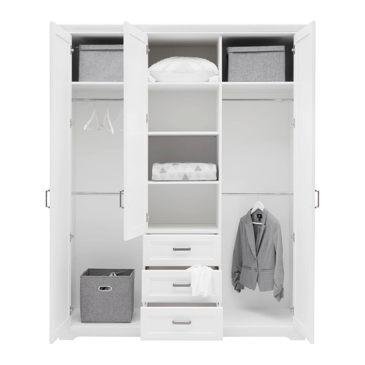 ŠATNÍ SKŘÍŇ MARILOU - bílá/barvy niklu, Romantický / Rustikální, kov/kompozitní dřevo (164/206/64cm)