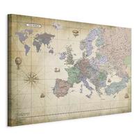 Leinwandbild Map Of Europe Perlmutt Grauweiß B: 90 cm - Perlmutt/Grauweiß, Basics, Holz/Textil (90/60/1.2cm) - artgeist