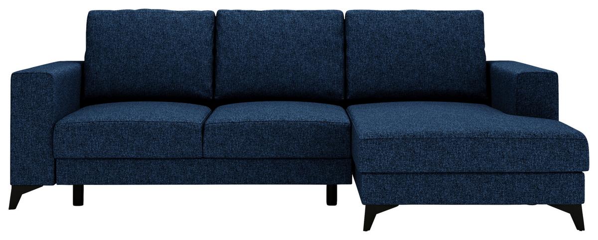 Ecksofa Harvey 244x156 cm mit Schlaffunktion Blau - Blau/Schwarz, Design, Textil (244/156cm) - Livetastic