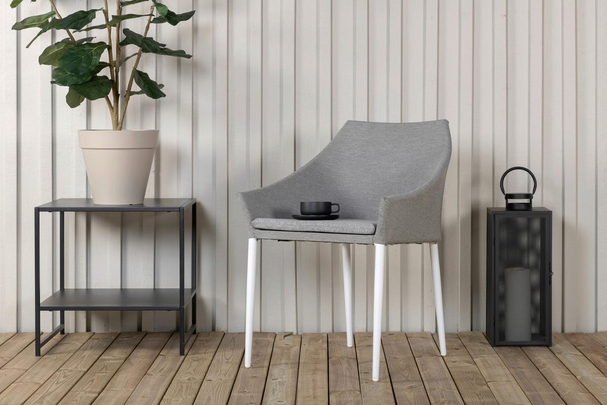 Gartensessel-Set 2-Tlg. Spoga Metall/Textil - Weiß/Grau, KONVENTIONELL, Textil/Metall (60/81/62cm) - Gardenson