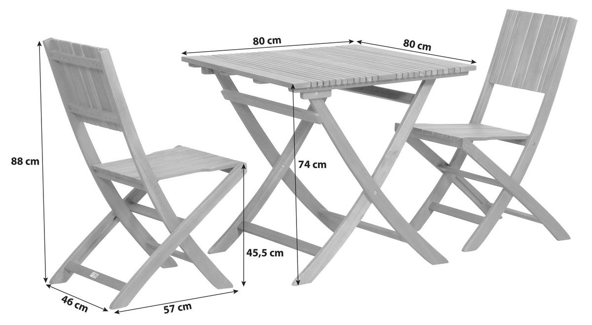Balkonmöbel Set Falun Echtholz Akazie - Akaziefarben, KONVENTIONELL, Holz - Siena Garden
