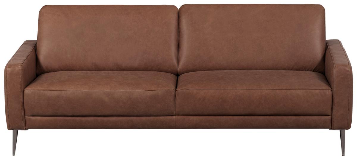3-Sitzer-Sofa Spring, Dunkelbraun B: 187 cm - Dunkelbraun/Schwarzchrom, Design, Leder (187/85/92cm) - Livetastic