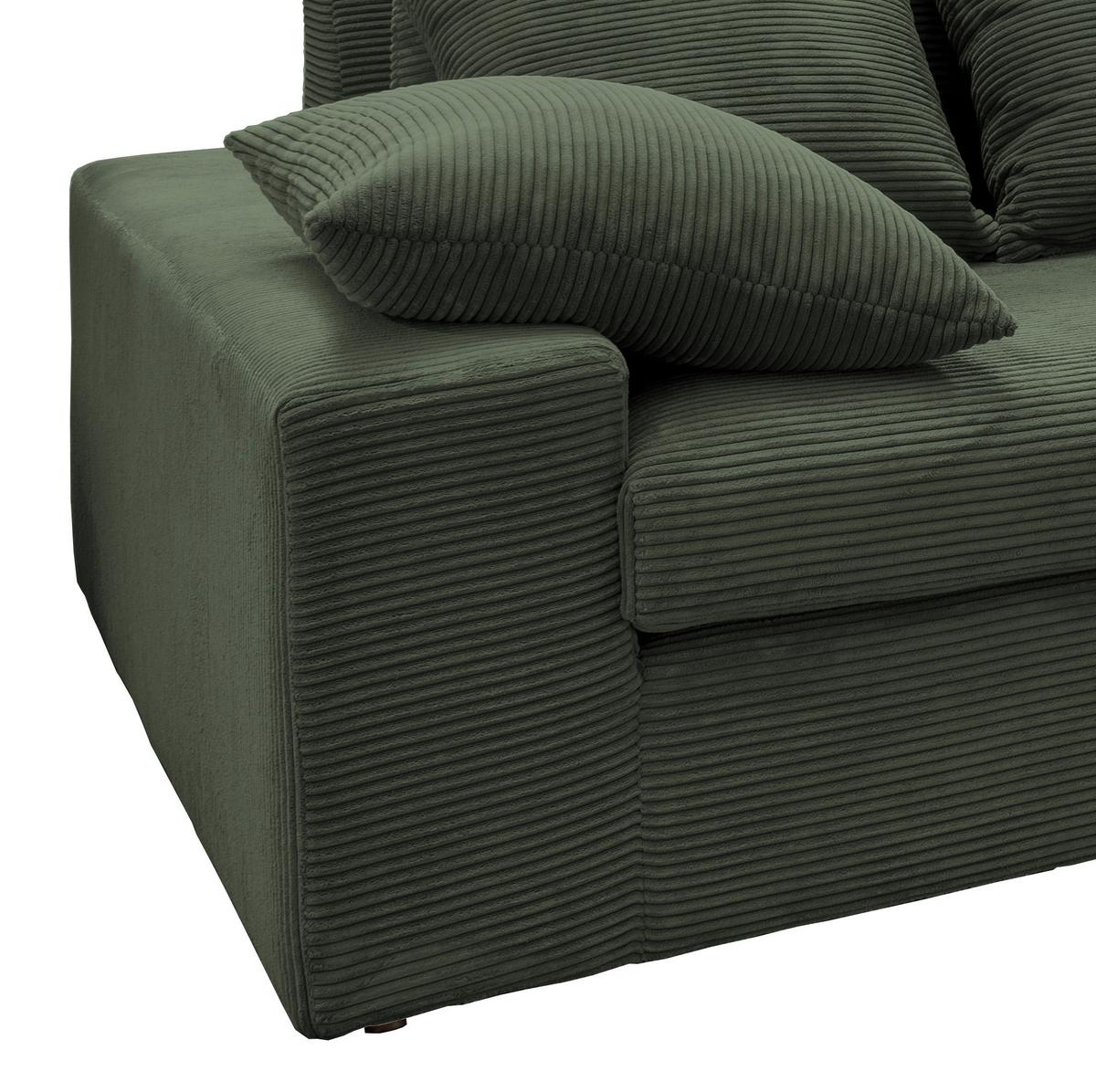 Viersitzer-sofa Avellino Grün B: 308 Cm - Schwarz/Grün, MODERN, Textil (308/80/140cm) - Livetastic