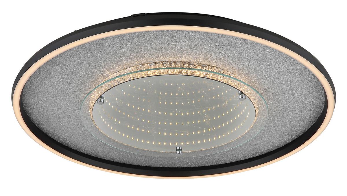 LED-Deckenleuchte Memory-Funktion - Klar/Silberfarben, Design, Glas/Kunststoff (51,5/6,8cm) - Globo