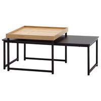 Sada zasouvacích stolků š: 110cm - černá/barvy dubu, Moderní, kov/kompozitní dřevo (110/37/48cm) - MID.YOU