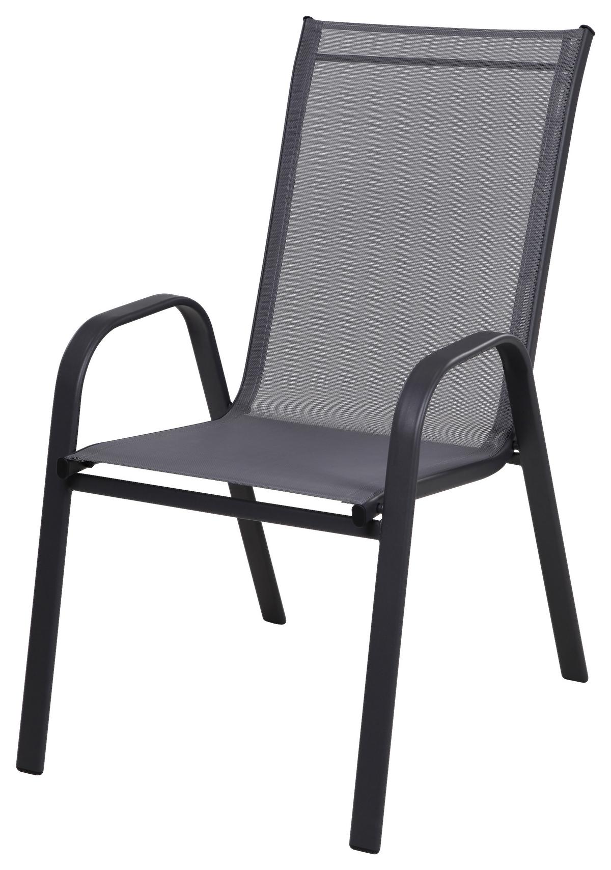 Gartensessel Stapelbar Alexis Stahl/textilene - Anthrazit, MODERN, Textil/Metall (54/92/73cm) - Ondega