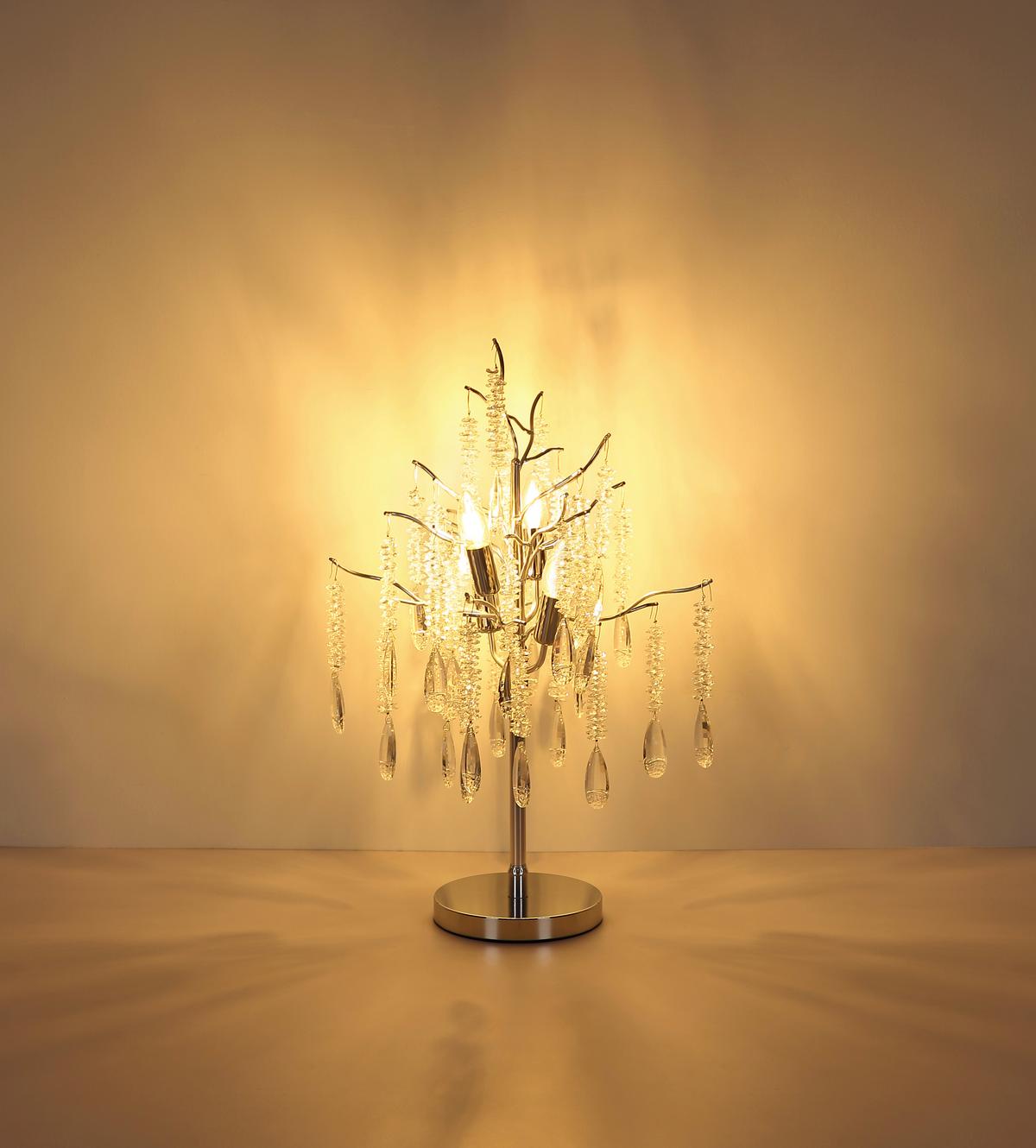 Tischleuchte Exkl. 4xe14, 40w - Klar/Silberfarben, KONVENTIONELL, Glas/Kunststoff (41/67cm) - Globo