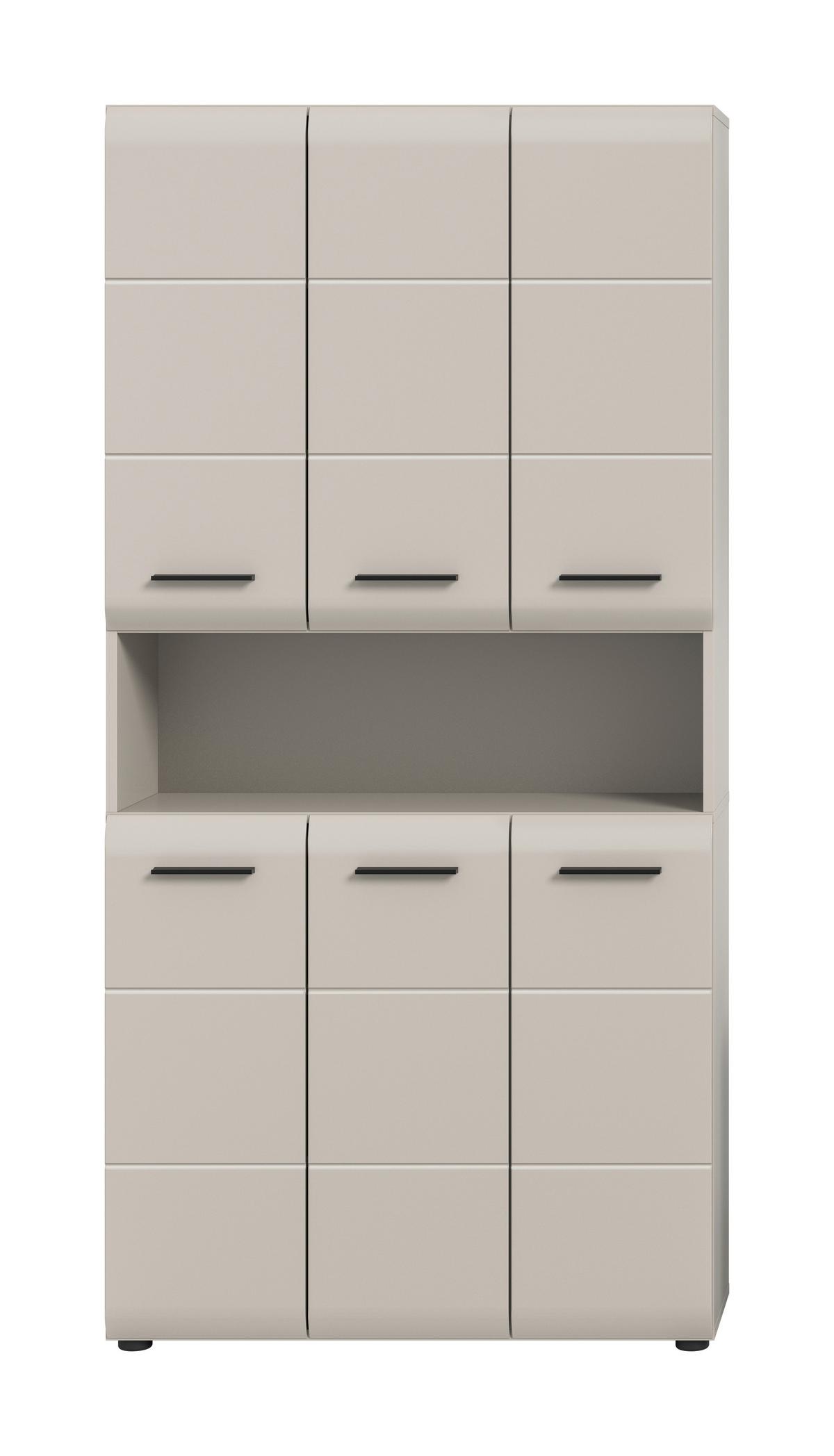Hochschrank Ice Kaschmir B: 90cm - Kaschmir/Schwarz, Trend, Holzwerkstoff (90/185/30cm) - MID.YOU