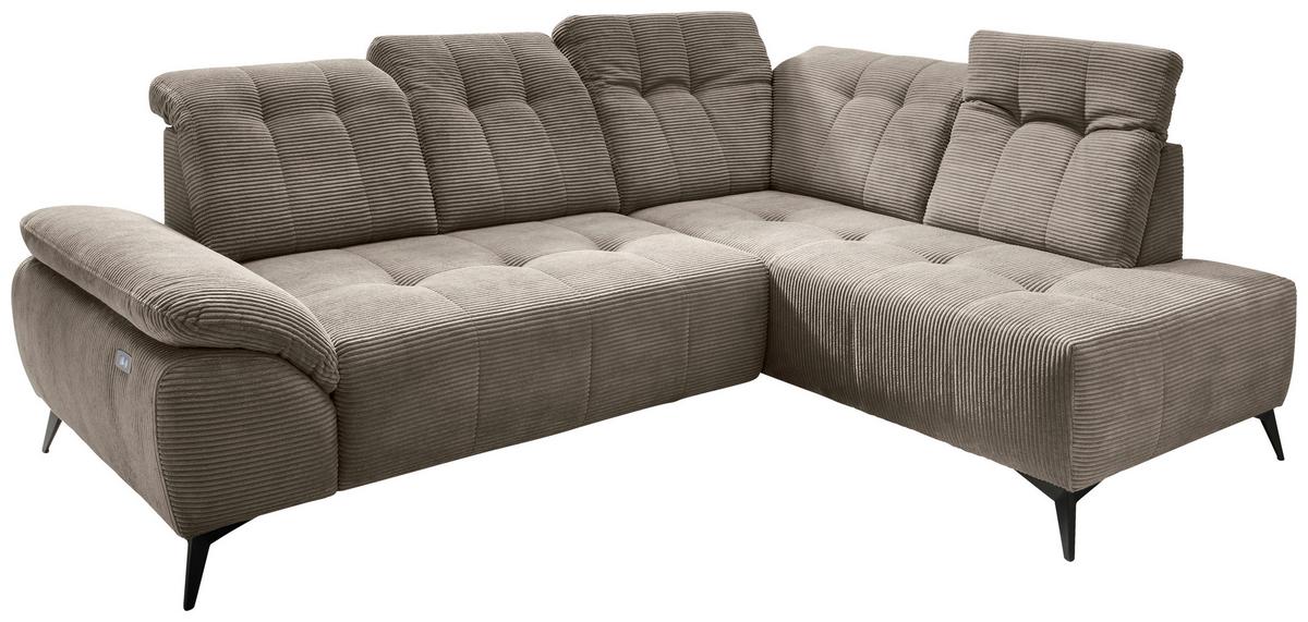 Ecksofa Fiore, Graubraun S: 272x200 cm - Graubraun/Schwarz, MODERN, Textil (272/200cm) - Livetastic