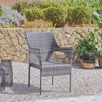 Gartensessel Stapelbar Pia Stall / Kunststoff - Grau, MODERN, Kunststoff/Metall (58/85/65cm) - Beldano