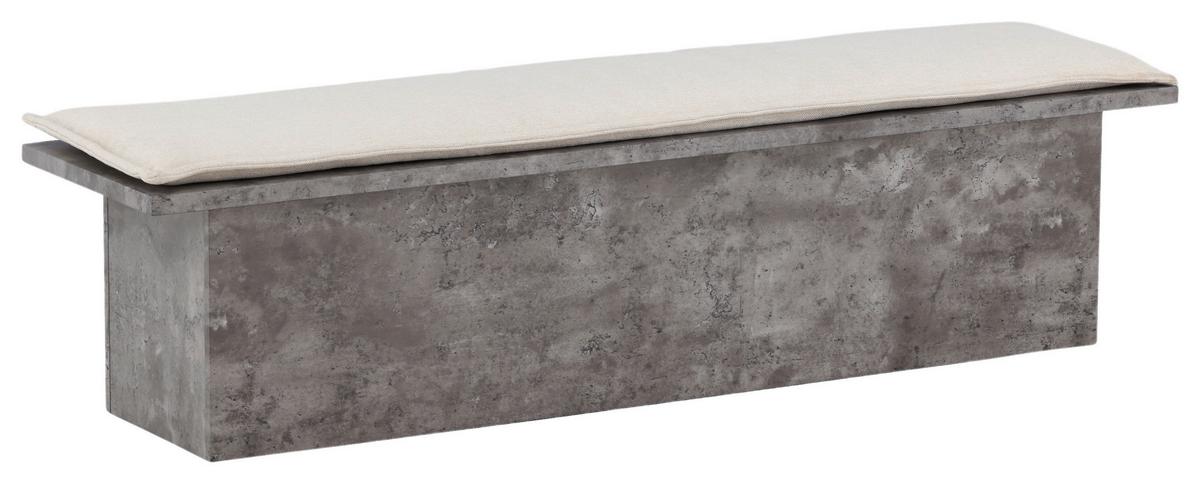 Sitzbank Kellogg - Weiß/Grau, Design, Holzwerkstoff/Textil (160/45/40cm) - Livetastic