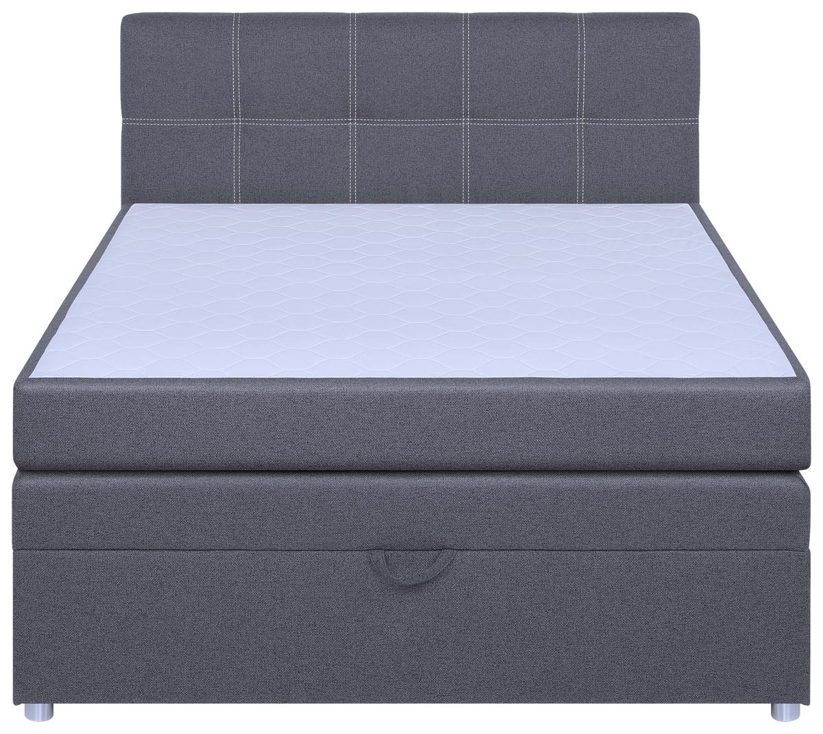 Boxspringbett Royal 140x200 Hellgrau - Chromfarben/Hellgrau, MODERN, Holzwerkstoff/Textil (140/200cm)