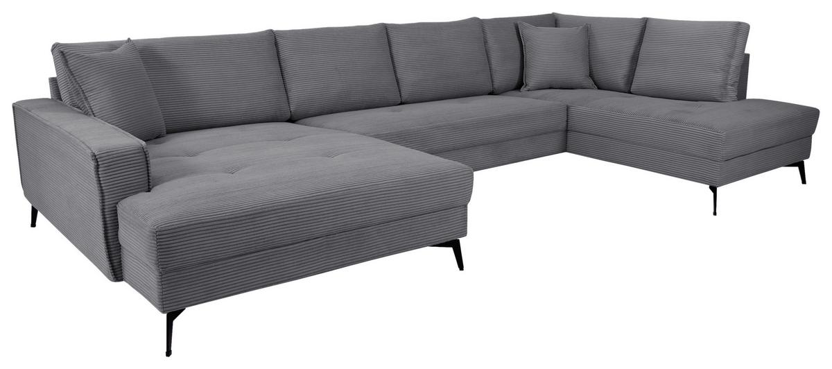 Wohnlandschaft Zero D-Grau U-Form 195x362x173 cm - Dunkelgrau/Schwarz, Trend, Textil (173/362/195cm)