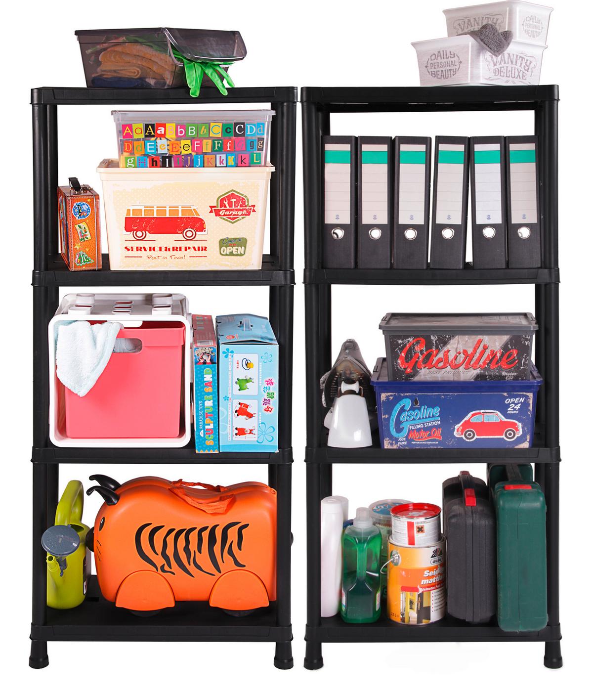 Regalsystem Anthrazit B: 60 cm 2 Stück - Anthrazit, Basics, Kunststoff (60/138/30cm)