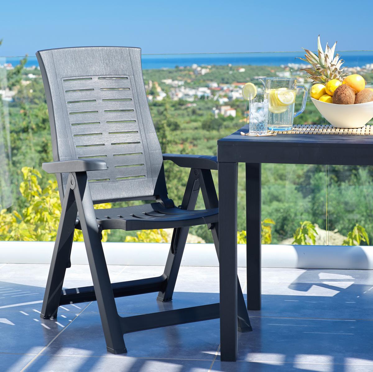 Gartenstuhl Malta Kunststoff Mehrfach verstellbar - Anthrazit, MODERN, Kunststoff (62/108/58cm) - Luca Bessoni
