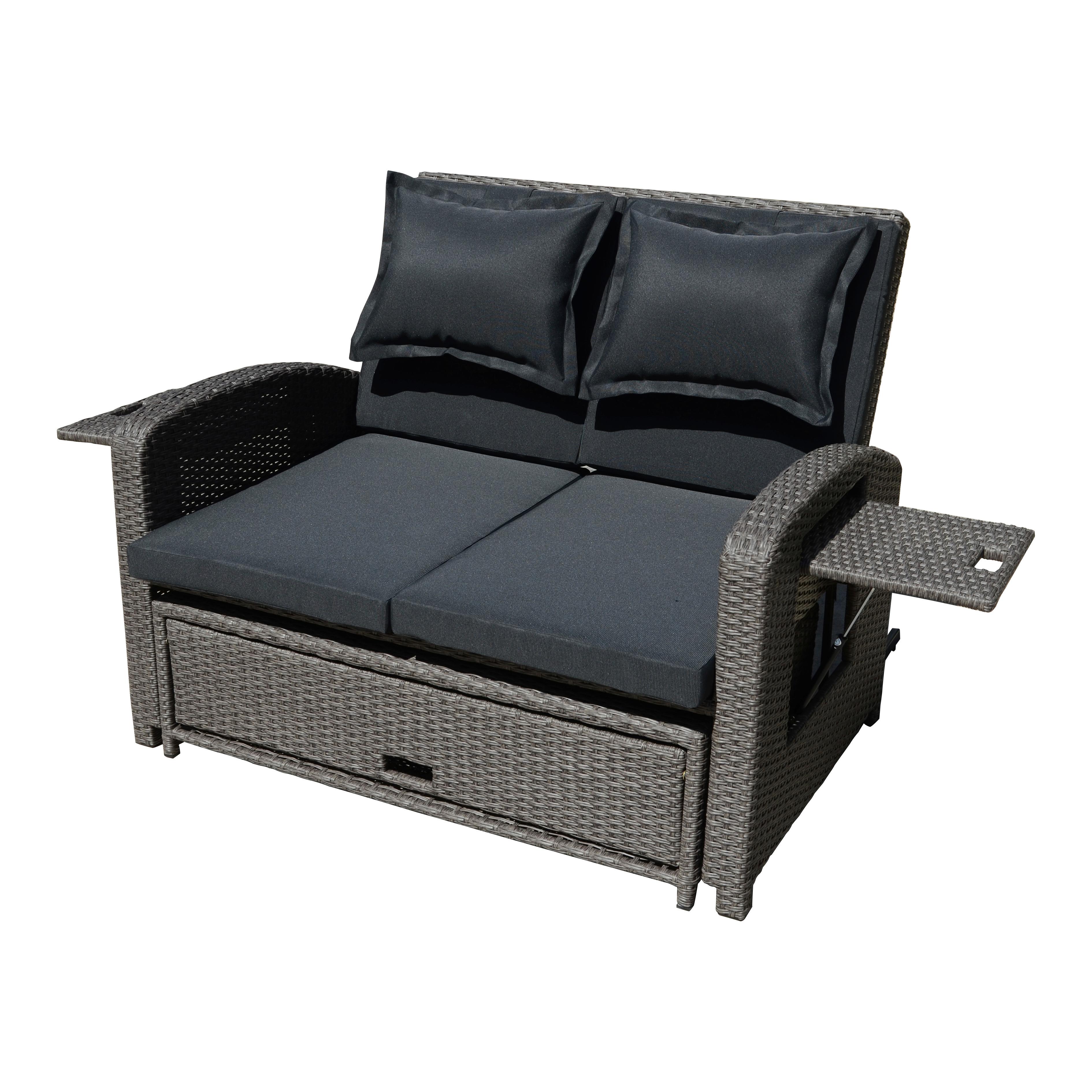 Loungesofa Nizza - Schwarz, Basics, Kunststoff/Textil - Gardenson