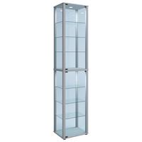 Vitrine Kavisa Silberfarben B: 50 cm mit 6 Einlegeböden - Silberfarben/Schwarz, MODERN, Glas/Holzwerkstoff (50/227/38cm) - MID.YOU