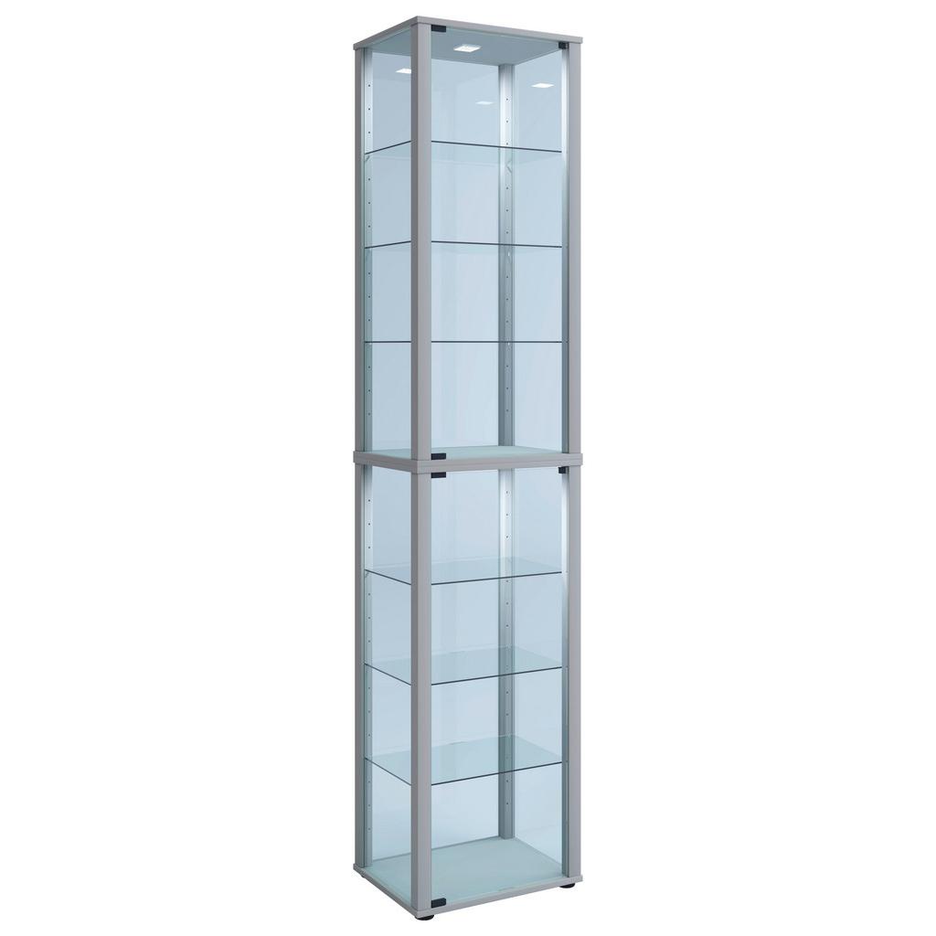 Vitrine Kavisa Silberfarben B: 50 cm mit 6 Einlegeböden