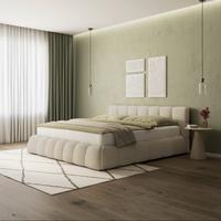 Čalúnená posteľ MARIJA 180x200 cm, béžová - slonovinová/prírodná farba, Modern, kov/drevo (180/200cm) - Bessagi Home