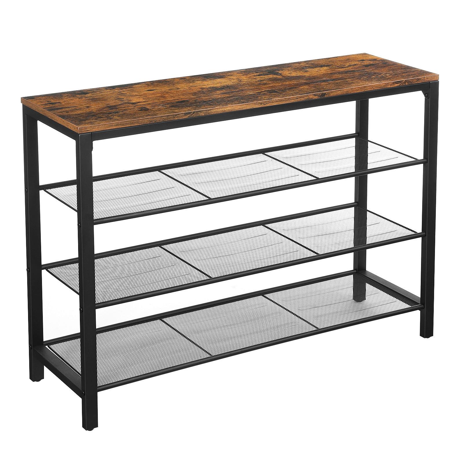 Regál na topánky hnedá, čierna - hnedá/čierna, Trend, kov/kompozitné drevo (100/72/30cm) - Boxxx