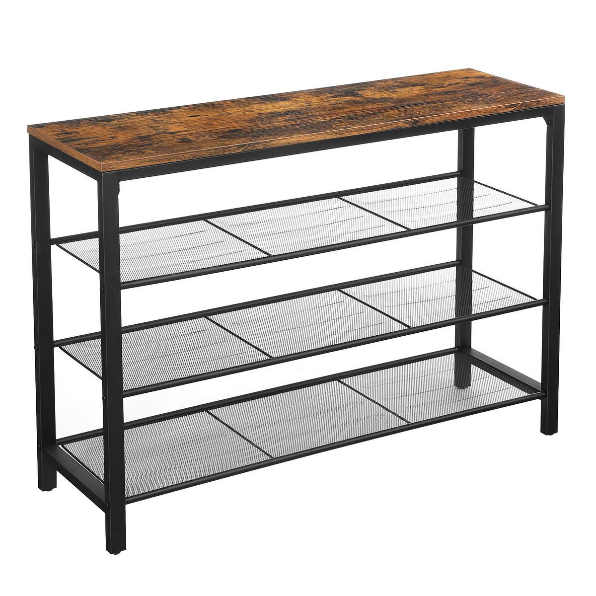 Regál na boty hnědá, černá - černá/hnědá, Trend, kov/kompozitní dřevo (100/72/30cm) - Boxxx