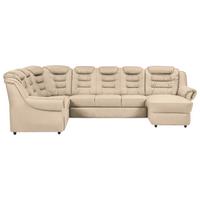 Wohnlandschaft Boston Beige Lederlook - Beige/Schwarz, KONVENTIONELL, Textil (216/333/165cm) - Livetastic
