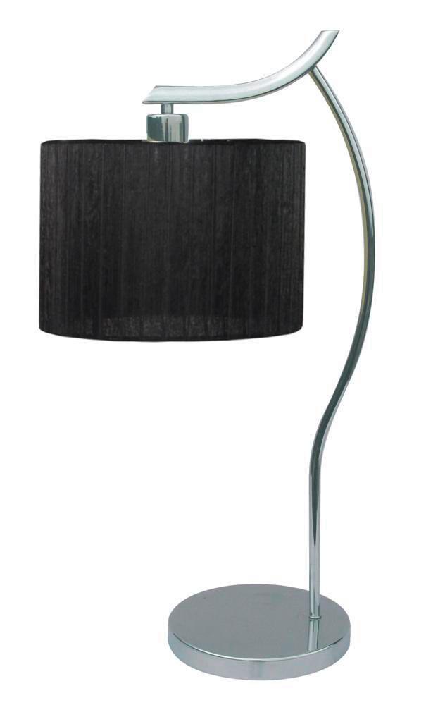 Tischleuchte Draga - Chromfarben/Schwarz, KONVENTIONELL, Textil/Metall (34/34/66cm)