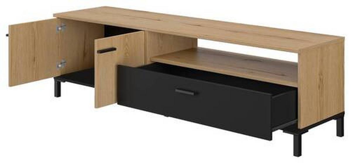 TV-Element Trust Eiche Dekor/Schwarz, B: 160cm - Eichefarben/Schwarz, MODERN, Holzwerkstoff (160/47/40cm) - MID.YOU