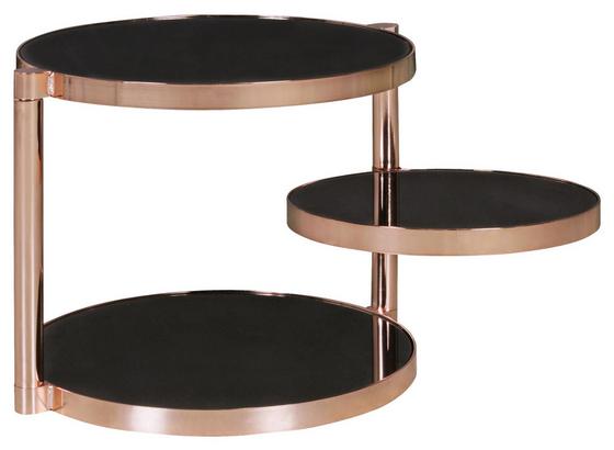 Couchtisch Rund mit Sicherheitsglas Schwenkbar Wl5 - Schwarz/Kupferfarben, Design, Glas/Metall (45/45/38cm) - Livetastic Couchtisch Rund mit Sicherheitsglas Schwenkbar Wl5 - Schwarz/Kupferfarben, Design, Glas/Metall (45/45/38cm) - Livetastic