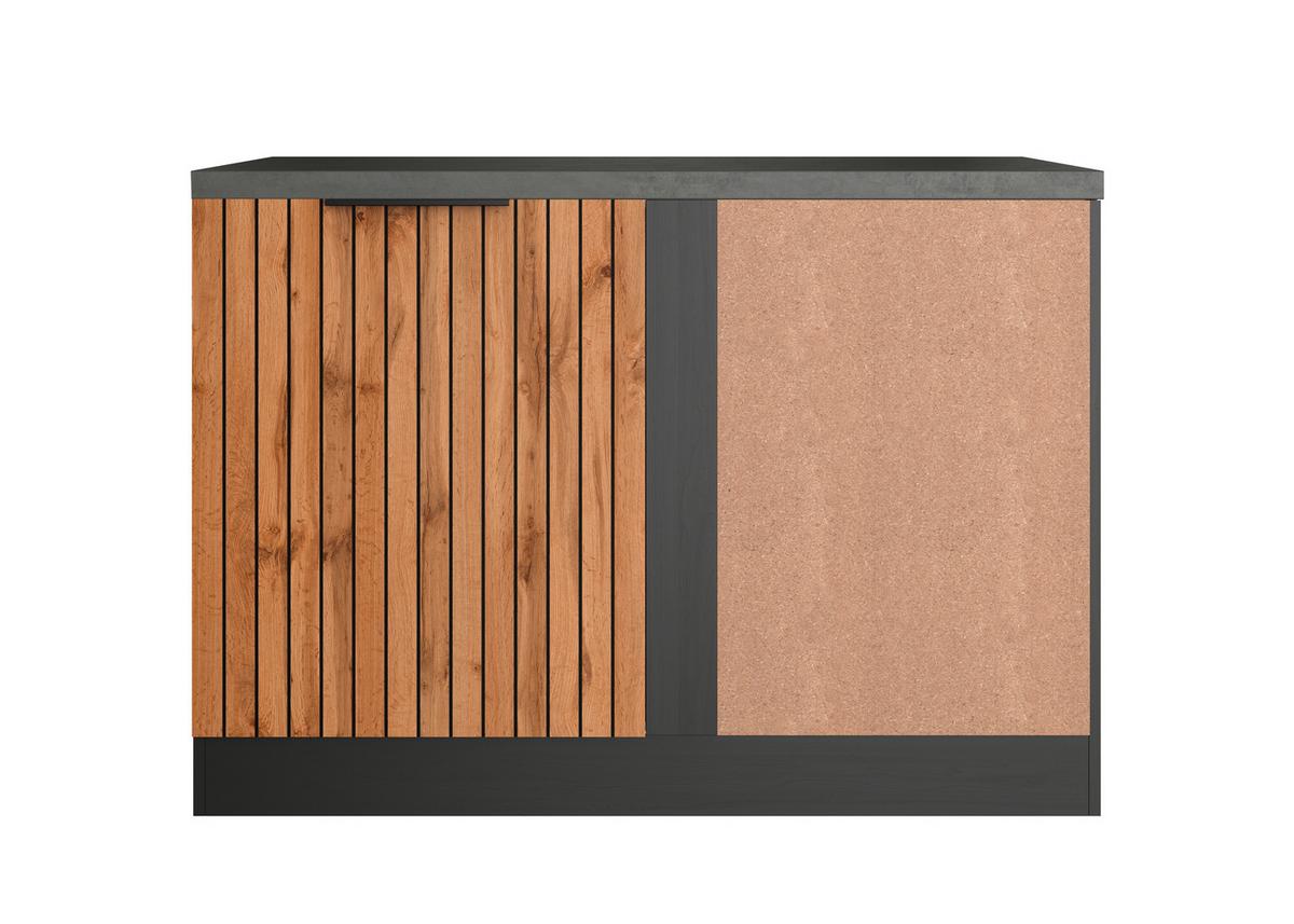 Eckunterschrank Liverpool Graphit, Eiche Dekor B: 120 cm - Schieferfarben/Eiche Wotan, Basics, Holzwerkstoff (120/86/60cm) - Held