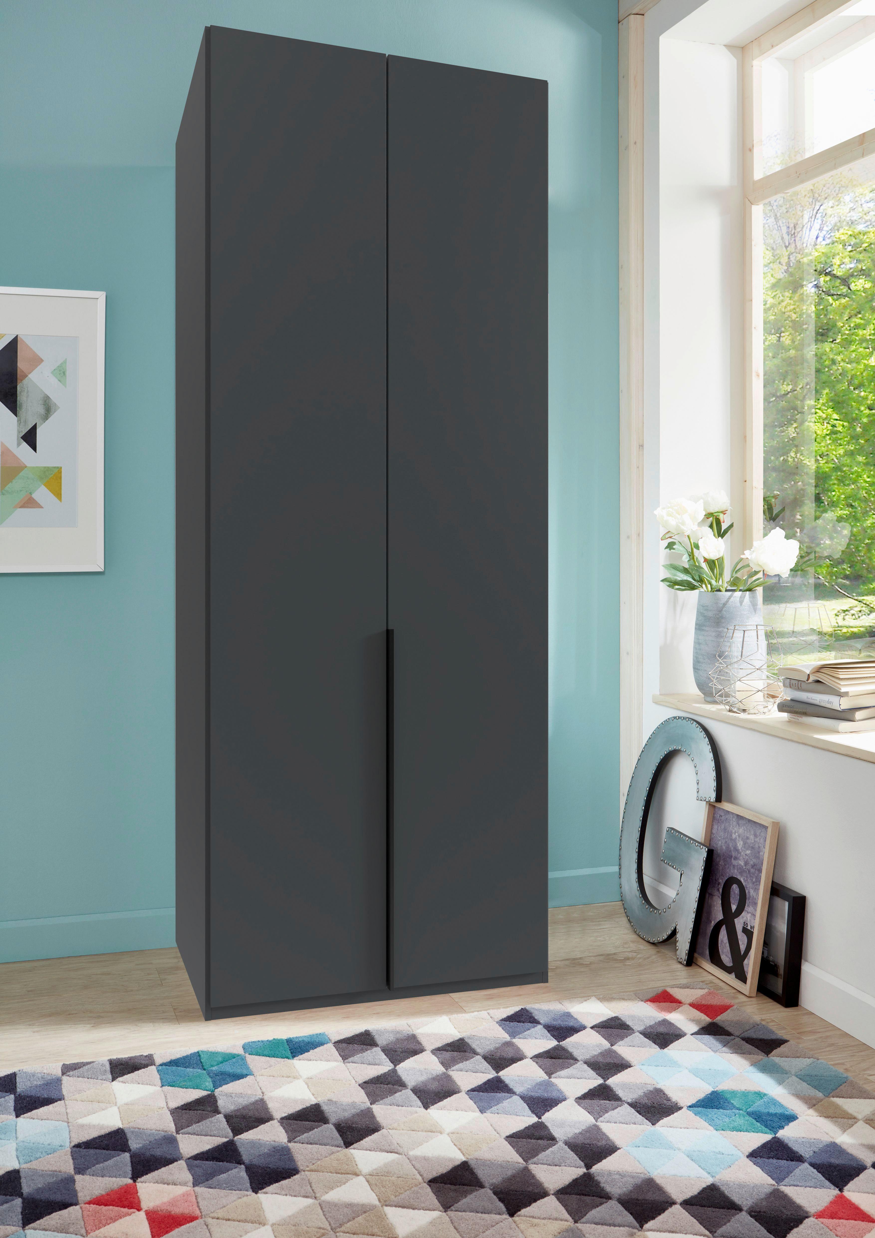 Drehtürenschrank Nx A Black Graphitfarben B: 90 Cm - Graphitfarben, MODERN, Holzwerkstoff (90/236/58cm) - MID.YOU