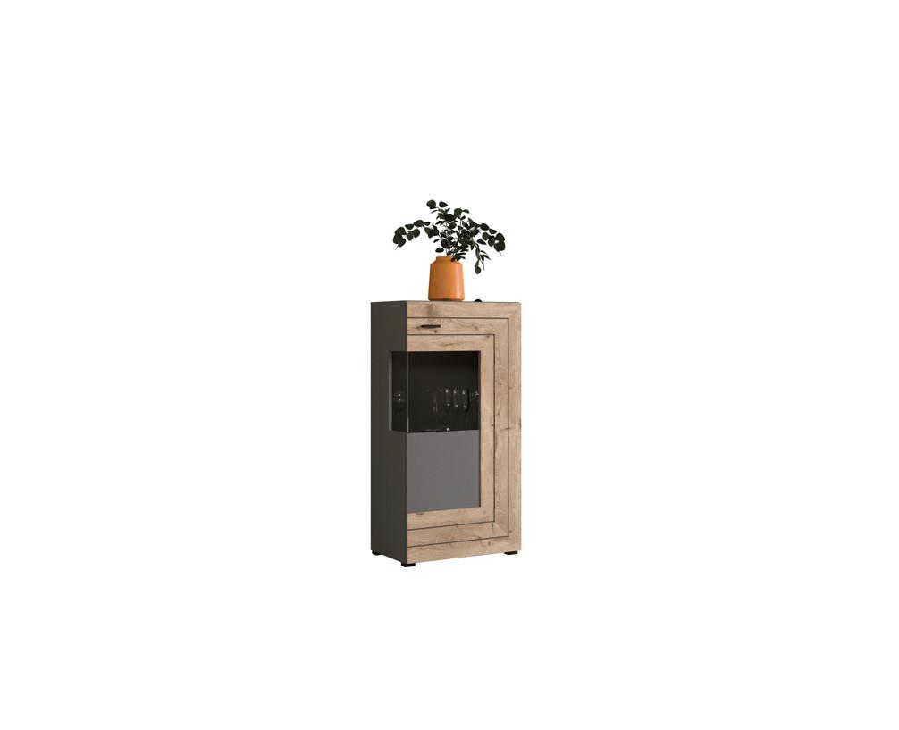 Drehtürenschrank Freno Grau Nb, Nox Oak Dekor B:117cm - KONVENTIONELL, Glas/Holzwerkstoff (117/60/37cm) - MID.YOU