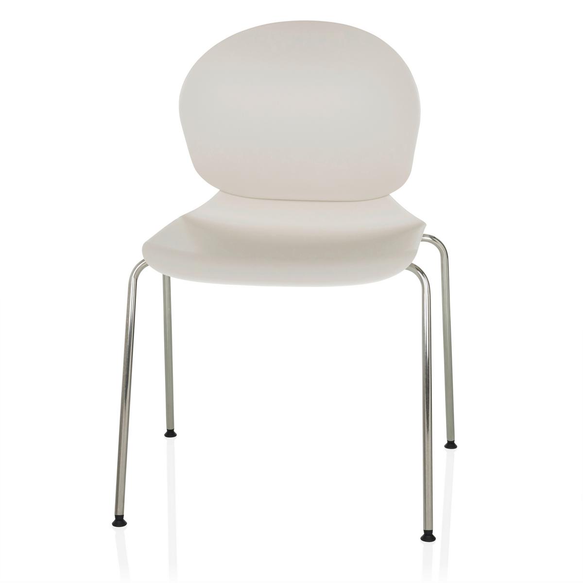 Besucherstuhl T36 Vi Weiß B: 56 cm - Silberfarben/Weiß, MODERN, Kunststoff/Metall (56/80/54cm) - MID.YOU