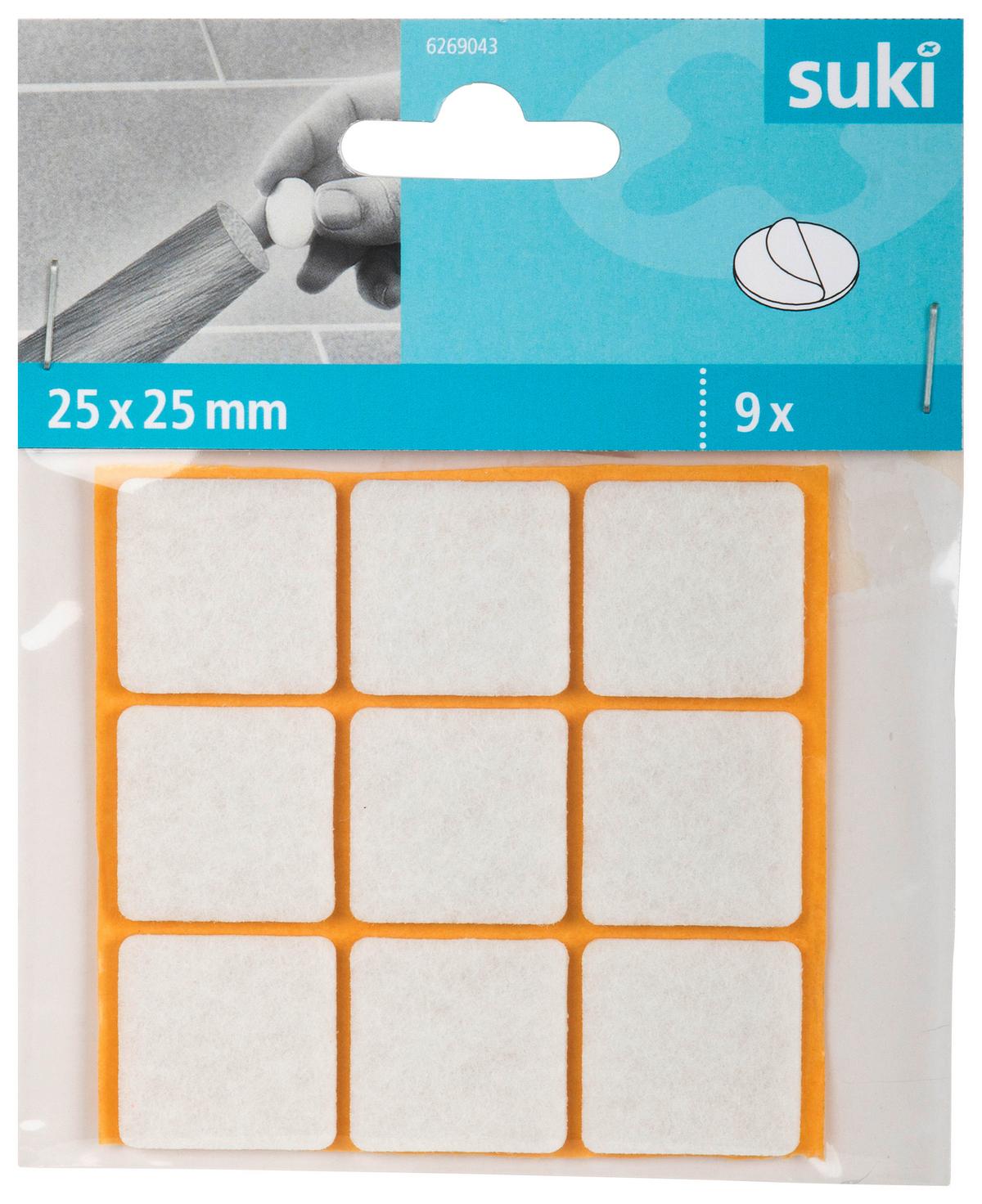 Filckorong 25x25mm, 9db - fehér, műanyag (2,5/2,5cm) - Suki