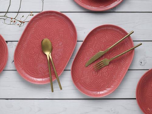 Platte 21631 Orient Mandala - Dunkelrosa, Trend, Keramik - Creatable