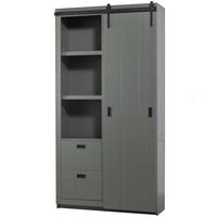 Mehrzweckschrank Slide Barn Grün B: 122 cm - Schwarz/Grün, Design, Holz (122/230/37cm) - Livetastic