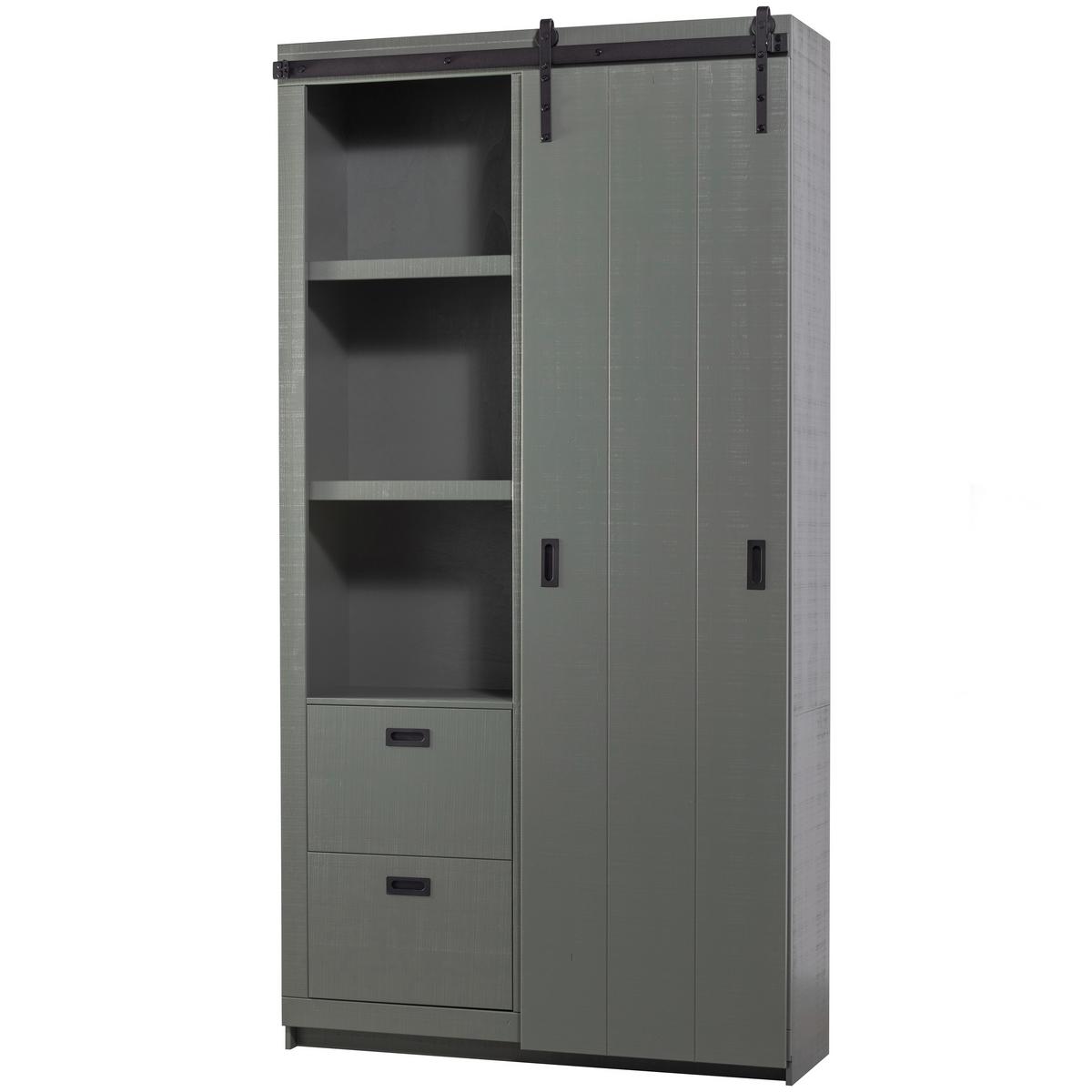 Mehrzweckschrank Slide Barn Grün B: 122 cm - Schwarz/Grün, Design, Holz (122/230/37cm) - Livetastic