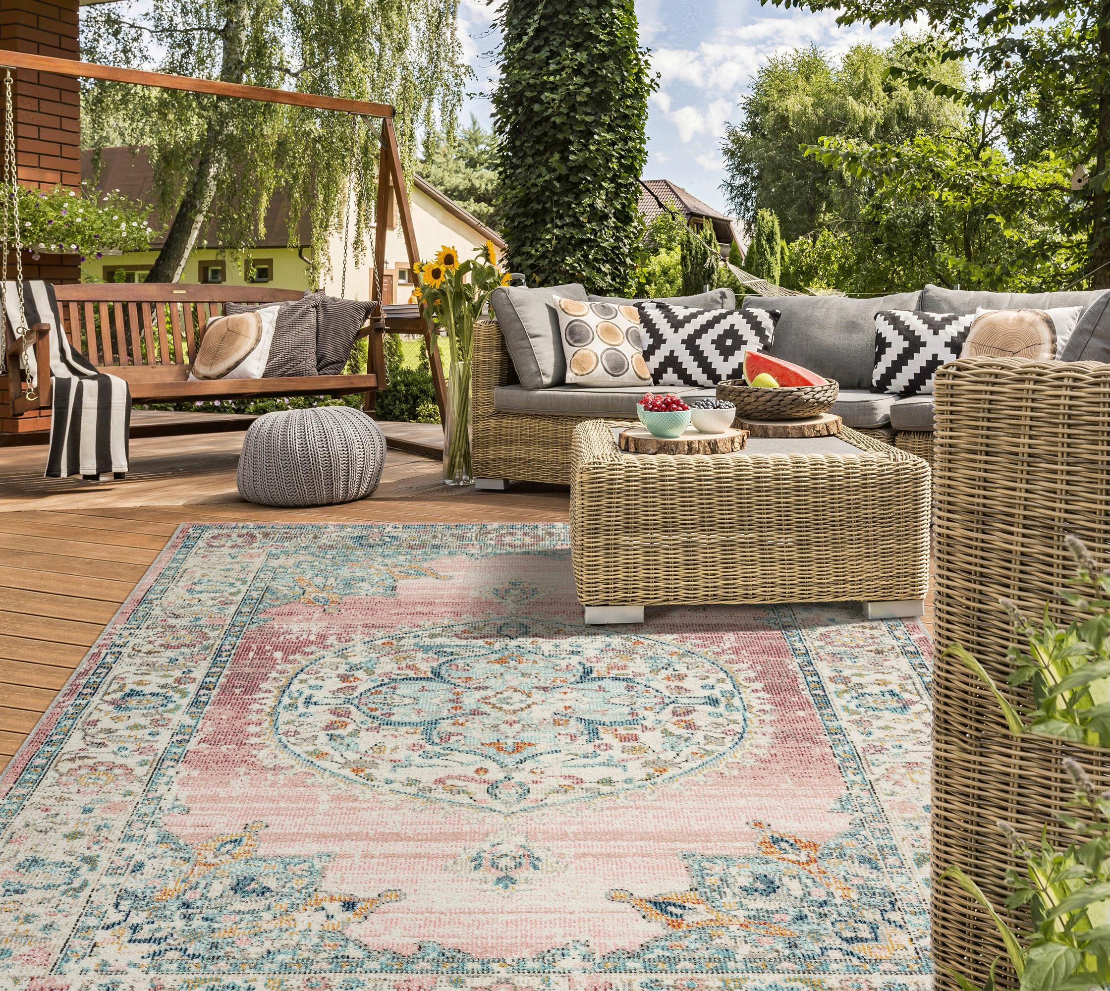 Outdoorteppich Salsa Outdoor 20053 - Graublau/Altrosa, KONVENTIONELL, Textil (80/150cm)