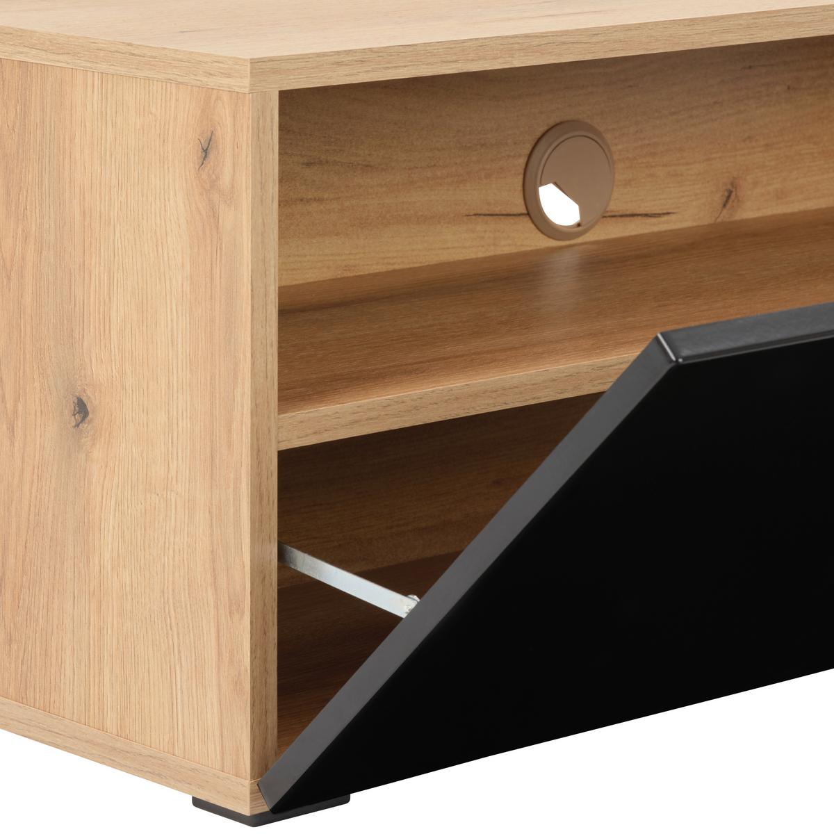 Wohnkombination Otis 2 Otis - Schwarz Hochglanz/Schwarz, MODERN, Glas/Holzwerkstoff (240/75/34,6cm)