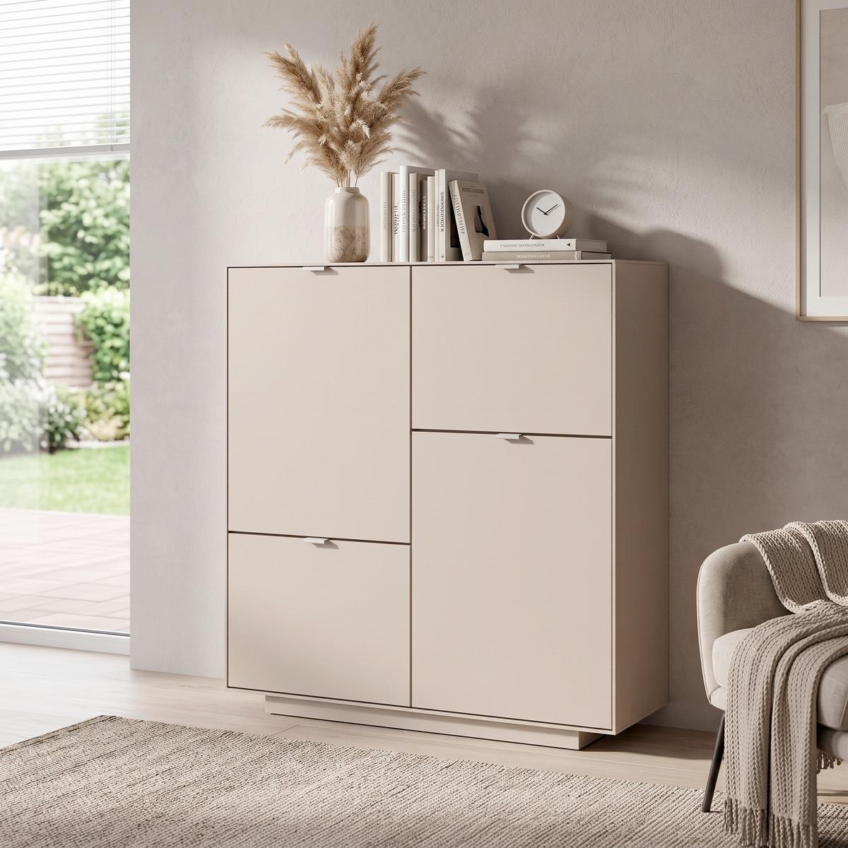 HIGHBOARD Sivas Sandfarben B: 107cm - Sandfarben, Design, Holzwerkstoff (107/115/37,5cm) - MID.YOU